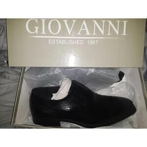 Giovanni Mens sz 10.5 Irwin Leather Slip On Cap Toe Loafers Dress Shoes Black